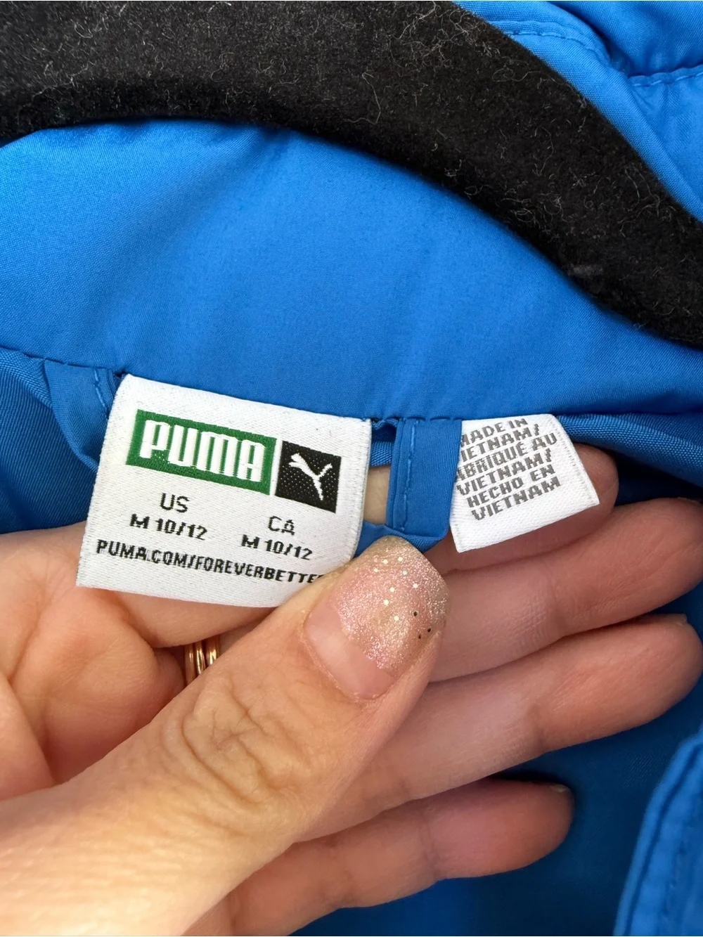 Puma Kids Royal Blue Quilted Puffer Vest Size 10/ 12